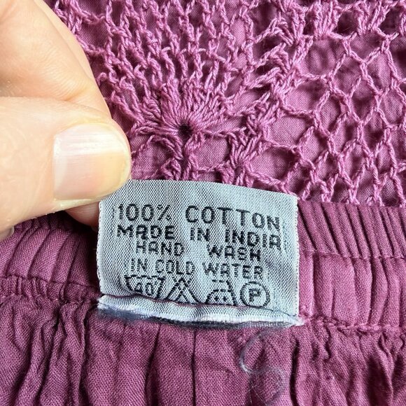 Womens Skirt Crochet 100% Cotton Burgandy Boho Fairycore Festival Lined OS - Picture 6 of 9